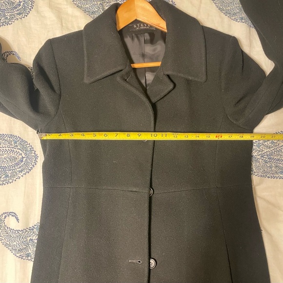 Steve by Searle Vintage Full Length Black Wool Cashmere Blend Coat Size 10 - Picture 9 of 9